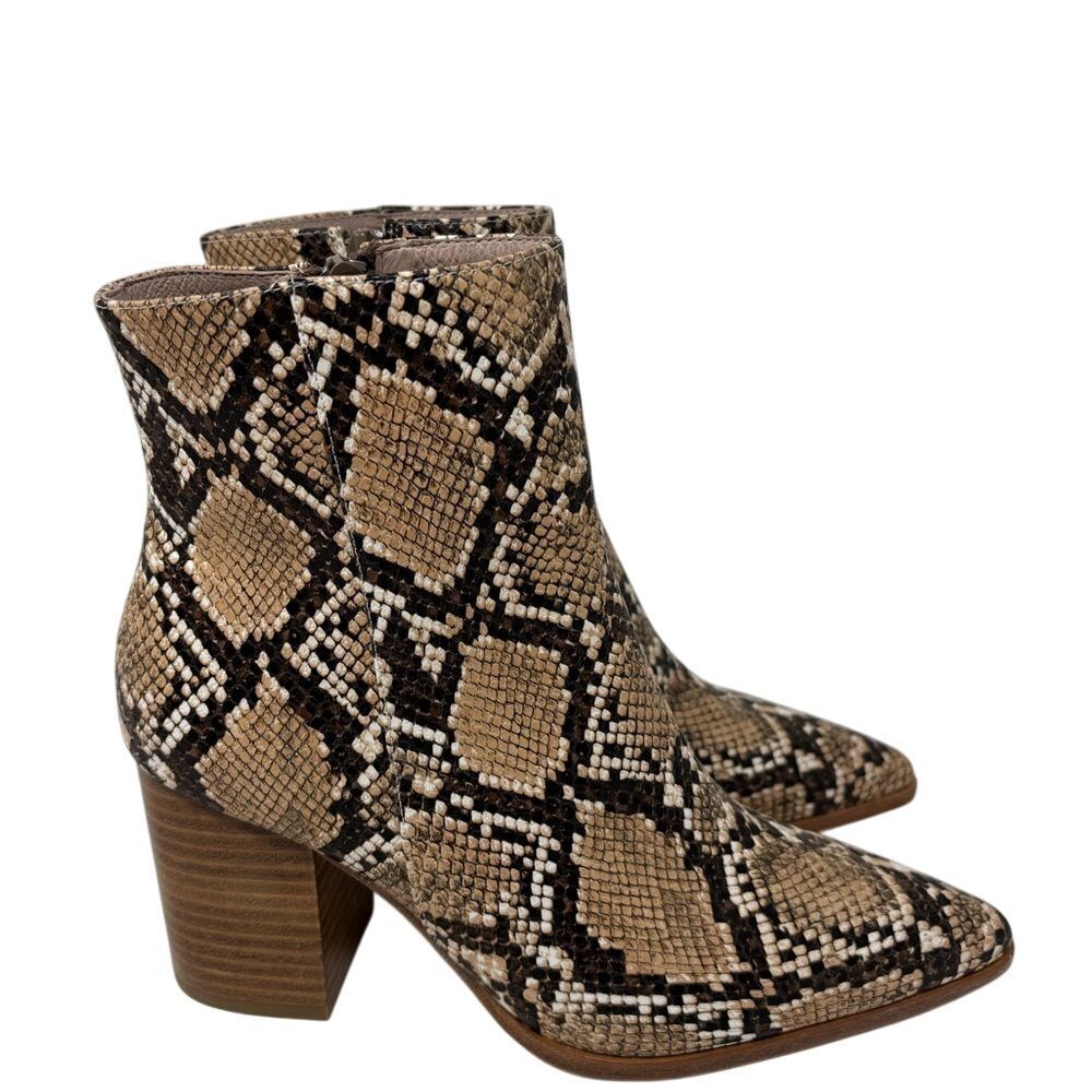 Raye Revolve Merit Size 6.5 High Heel Bootie‎ Natural Snake Skin Embossed